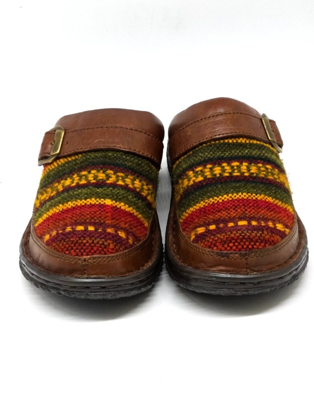 FINAL PRICE Born Multicolored Woven Fabric Printed Leather Slip-on Clogs Women 7 - Picture 4 of 12